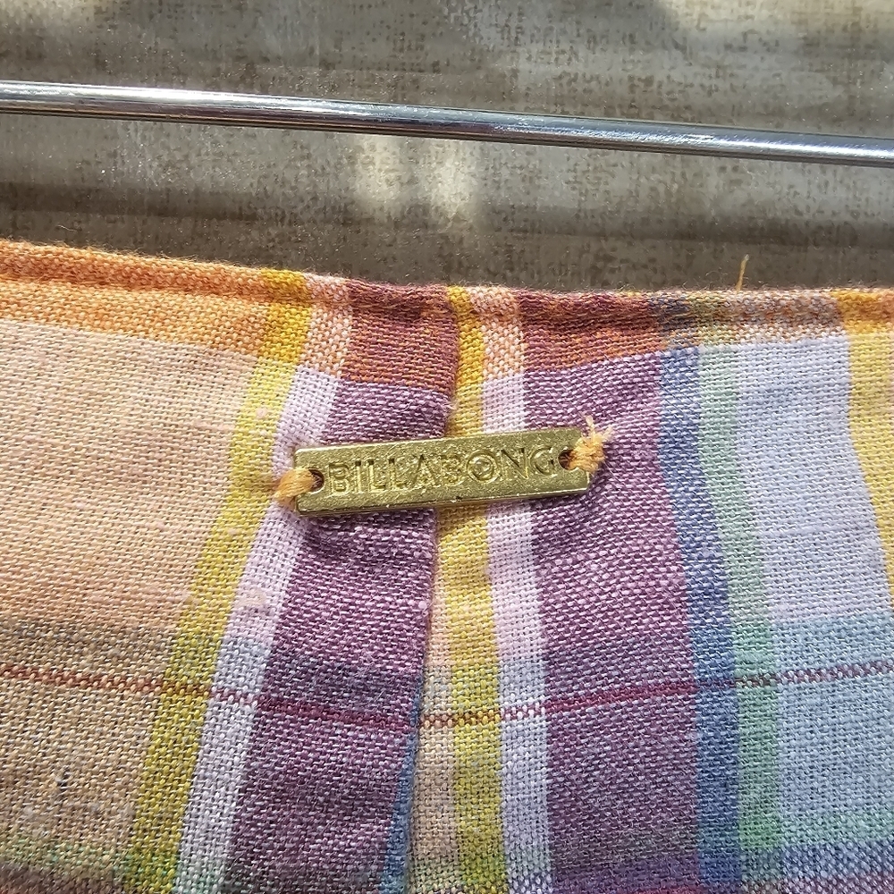 NWT Billabong The Salty Blonde Break Point Cropped Linen Blend Plaid Pants - Picture 6 of 11